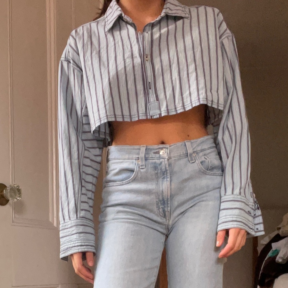 Free people cropped dress shirt never worn!
